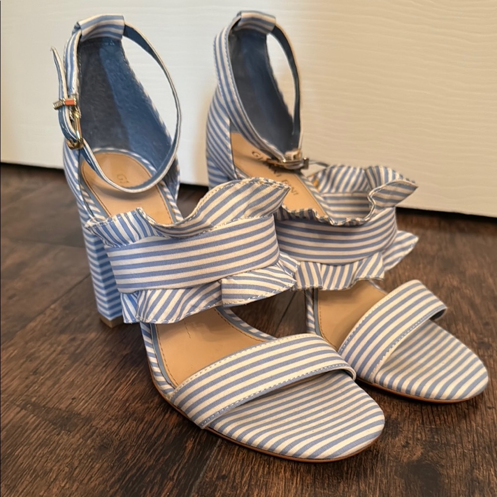 Gianni Bini Blue and White Striped Heels